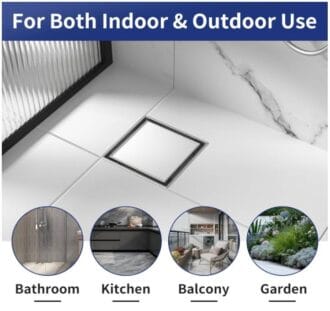 Stainless steel floor drains in square, triangular and linear designs