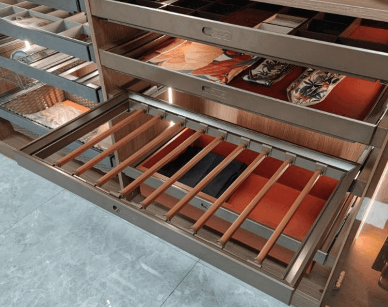 Luxury pull-out pants organizer for modern wardrobes
