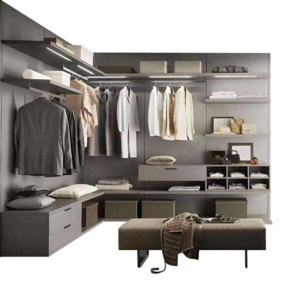 Closet hanging rod Aluminium wardrobe closets set modern design bedroom wall mounted walk-in closet organizer with hanger rack - Image 3