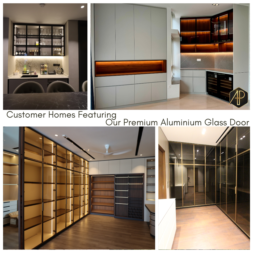 ultra slim aluminium glass kitchen cabinet door clear glass