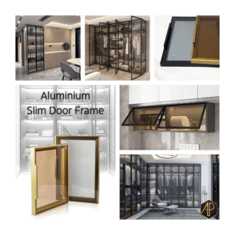 slim aluminium glass door wardrobe sliding panel black