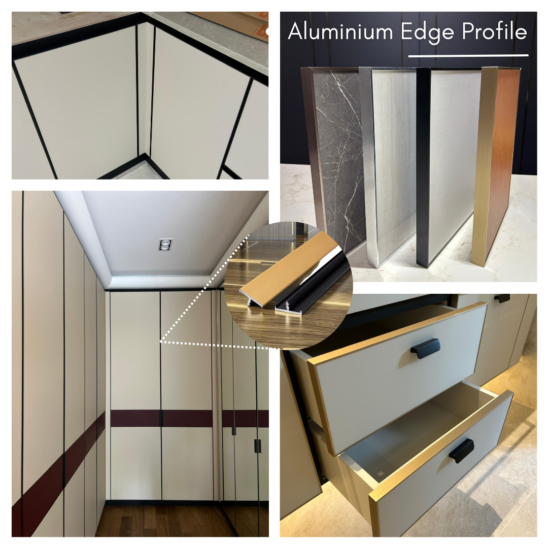 Aluminium Edge Banding Profile Full View for Cabinets and Furniture Edges