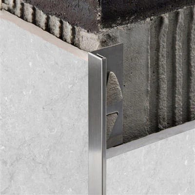 Stainless steel L shape tile edge trim profile.