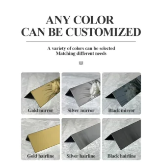 SS304 PVD Gold L Shape Trim Installed on Tile Edge