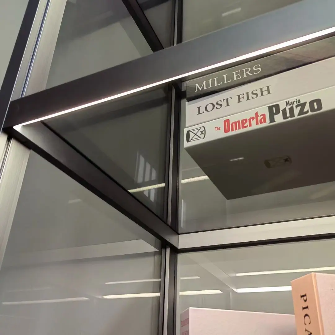 aluminium glass shelves with LED light feature display