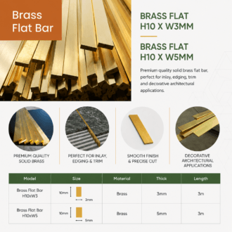 Solid brass flat bar for architectural and interior applications