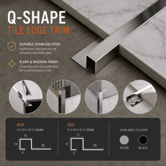 Q shape tile edge trim stainless steel profile for interior finishing