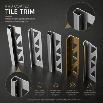 Black stainless steel tile metal trim for modern interior design