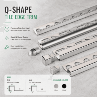 Round stainless steel tile trim profile for decorative tile edge finishing