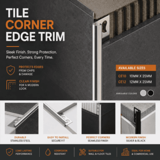 Stainless steel tile corner edge trim for interior finishing